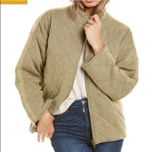 Bagatelle French Terry Diamond Quilted Zip Up Jacket Dolman Faded Distressed